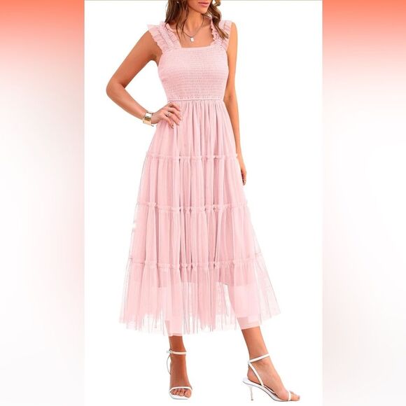 Pretty Garden Ruffle Dress CottageCore Tulle Feminine - Picture 5 of 6